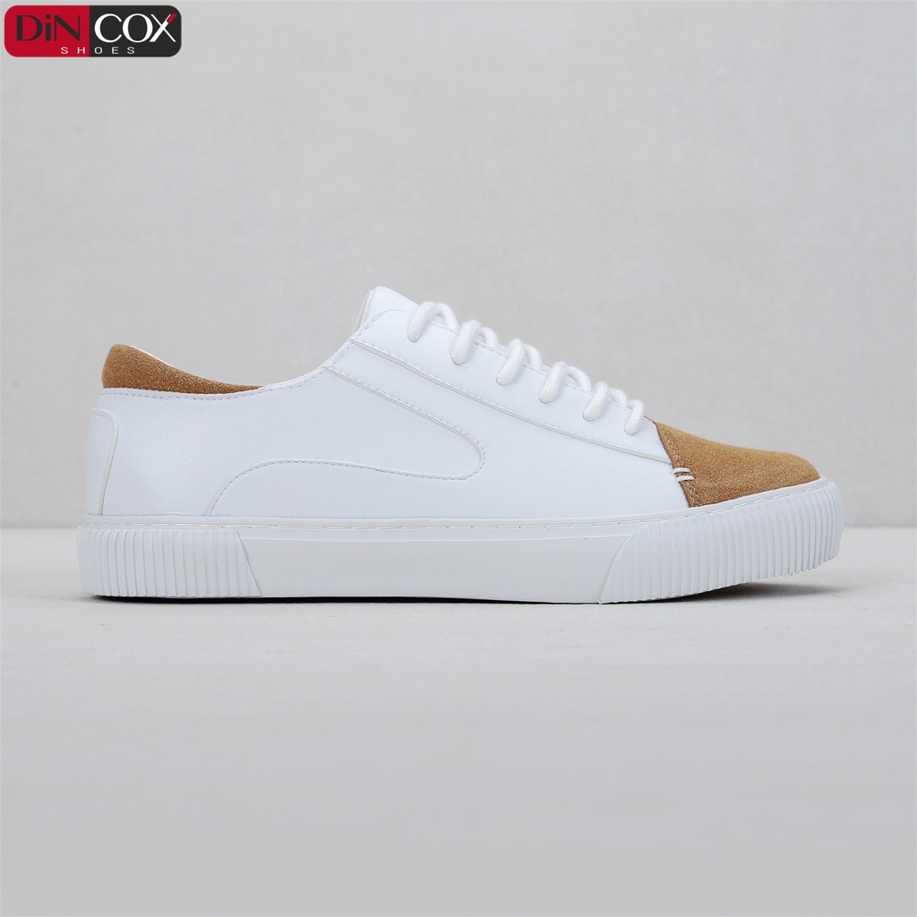 Giày Sneaker Da Nam DINCOX D07 Tinh Tế Hiện Đại White/Tan