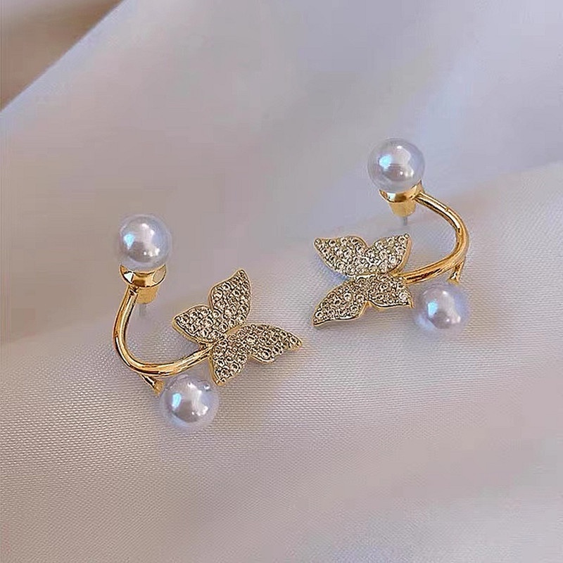 Đôi Khuyên Tai Đính Ngọc Trai Thời Trang Hàn Quốc Chất Lượng Cao