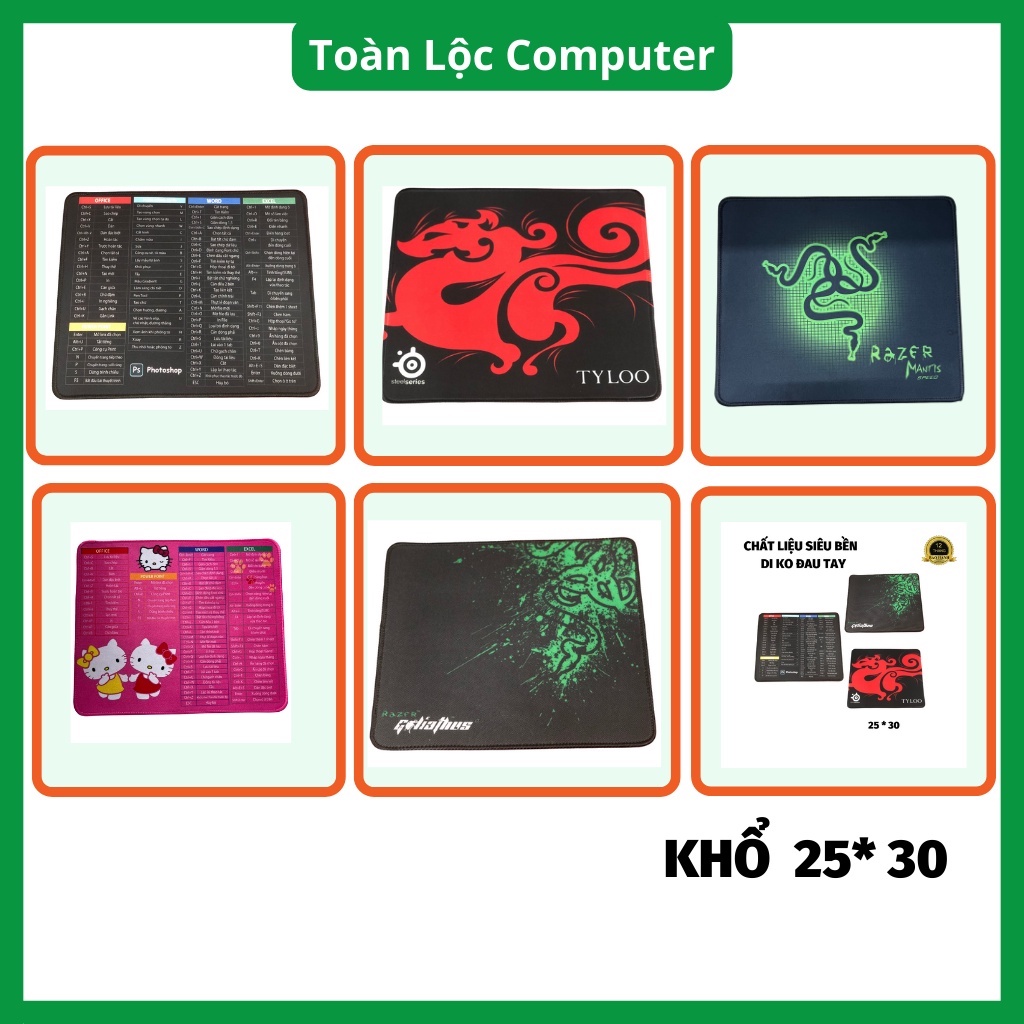 Miếng lót chuột tấm pad nhỏ 25x30cm có phím tắt máy tính gaming có đệm tay