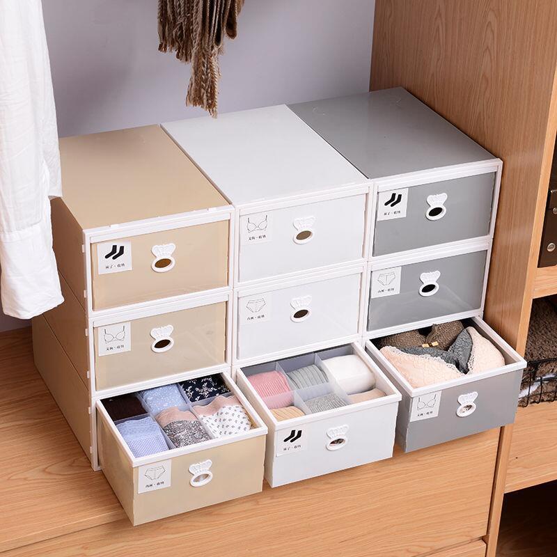 Hộp đựng đồ có ngăn kéo, áo ngực, tất, đồ lót, hộp nhựa đựng đồ ba mảnh