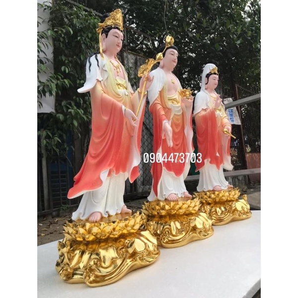 Bộ tượng Tây Phương Tam Thánh cao 85cm kiểu Đài Loan