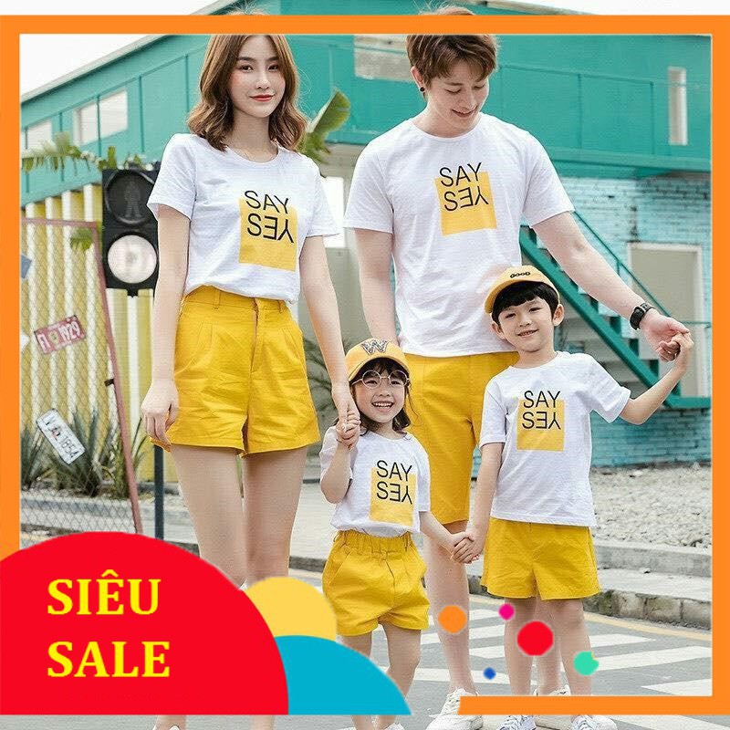 Shop Ngoc Trinh HCM - Shop Ngoc Trinh HCM - (GIÁ SỈ RẺ NHẤT)Set gia đình Say Yes (cả áo và quần)-Set đôi siêu hot-Sỉ từ