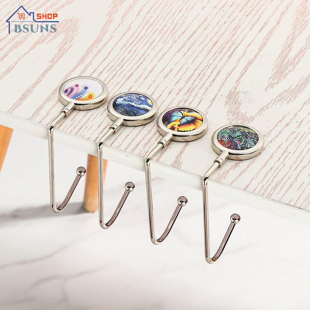 Móc treo túi xách để bàn bằng kim loại họa tiết tranh sơn dầu nhỏ gọn tiện dụng