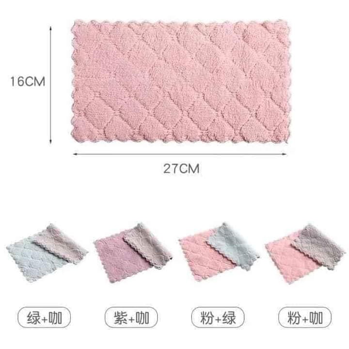 Khăn lau đa năng bếp, bát đĩa, cốc chén thấm nước tốt chống dính dầu mỡ hai mặt loại to 15x26cm | BigBuy360 - bigbuy360.vn