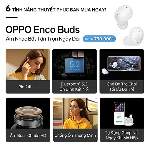 Tai nghe Bluetooth OPPO Enco Buds - Hàng Chính Hãng