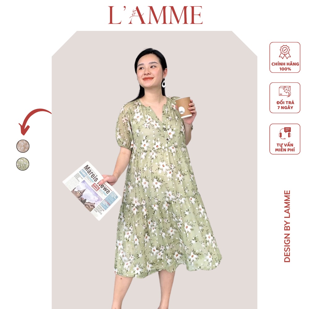 Đầm bầu hoa Gaia Dress chất voan nhẹ mát, bay bổng giúp che khuyết điểm thiết kế bới L'amme