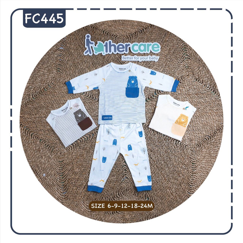 Bộ Quần áo trẻ em FatherCare Raglan Dài tay - Gấu trắng và Gấu cáo (Kẻ - Họa tiết) FC445 FC454