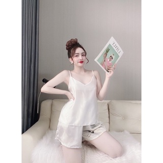 Đồ bộ Pijama Satin lụa Hai dây cao cấp mặc nhà mềm mịn mát