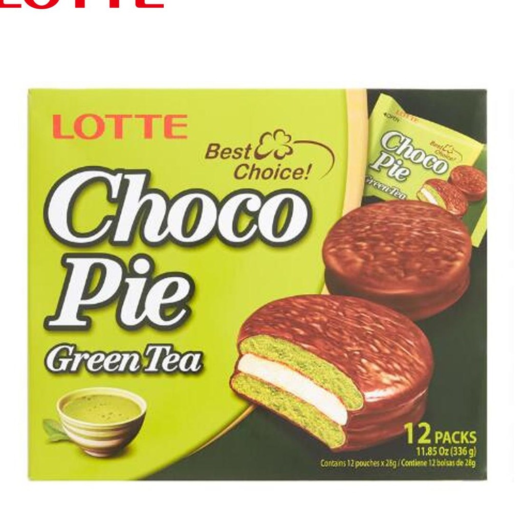[5 vị] Hộp 12 bánh Chocopie Lotte Hàn Quốc 336g (trà sữa, socola, matcha trà xanh, chuối, cacao )