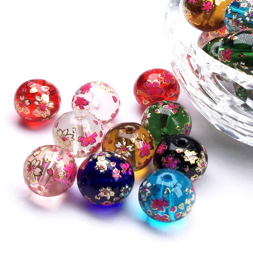 Bộ 5 Hạt Thủy Tinh Tròn Trong Suốt Dùng Làm Trang Sức Thủ Công DIY