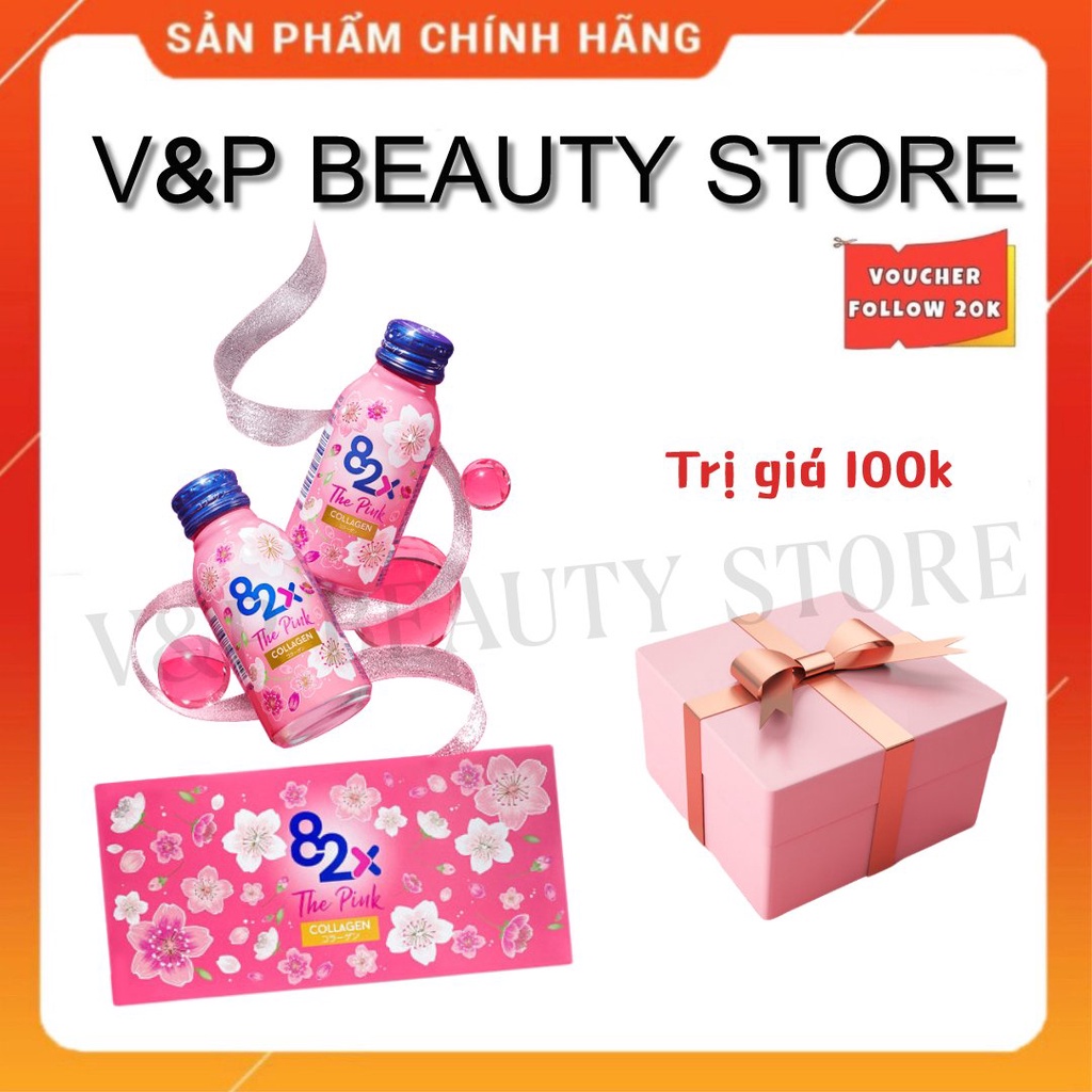 Nước Uống The Pink Collagen 82X Nhật Bản (Hộp 10 Chai 100ml)