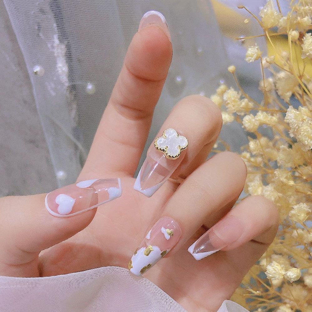 [Hàng mới về] Set 10 Phụ Kiện Hình Cỏ Bốn Lá Bằng Hợp Kim 3D Diy Trang Trí Cho Móng Tay