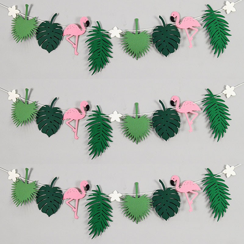 Dây gắn tường trang trí hình chim hồng hạc &amp; lá cây phong cách Hawaii