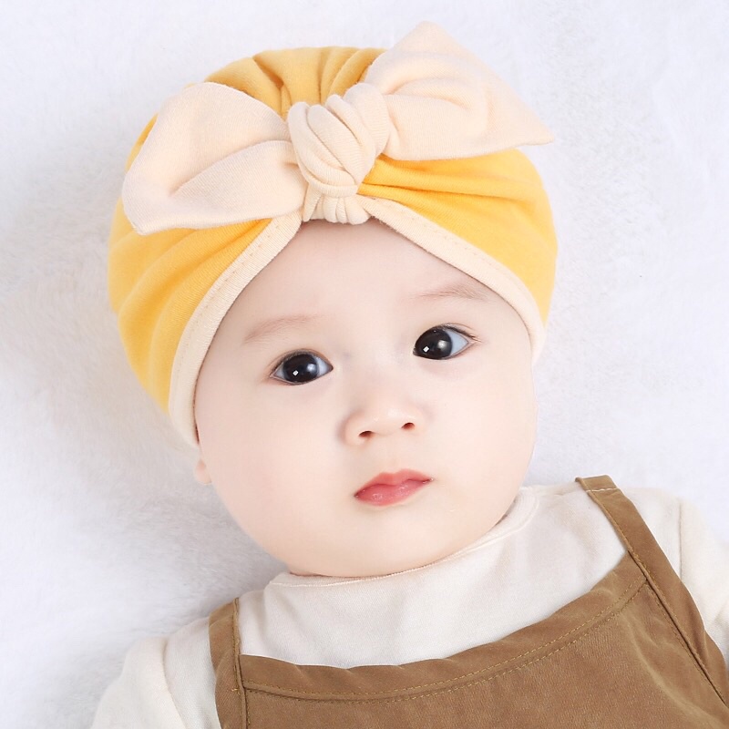 Mũ turban kèm nơ xinh cho bé chất cotton cực mềm đẹp