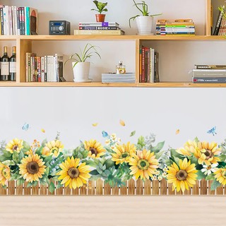 Decal dán tường Hàng rào hoa hướng dương SIÊU TO( dài 1m6)