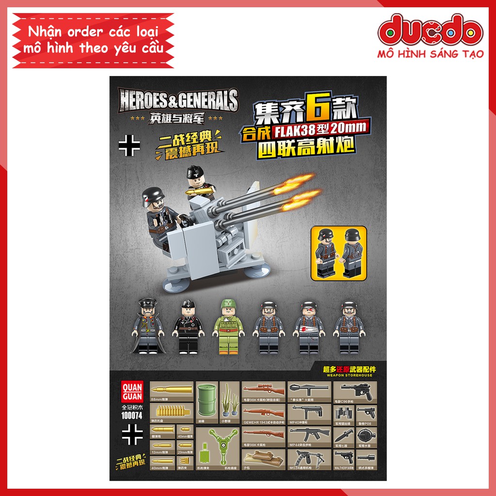 Combo 6 lính phát xít Đức hùng mạnh - Đồ chơi Lắp ghép Xếp hình Mô hình Mini Minifigures lính Army WW2 QUANGUAN 100074