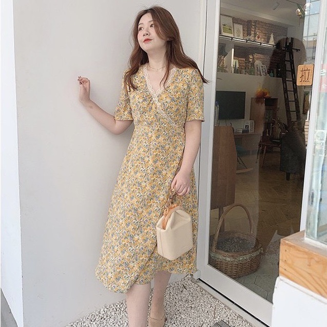 BIG SIZE - Váy vàng cổ chữ V Thiết kế độc quyền Big size shop