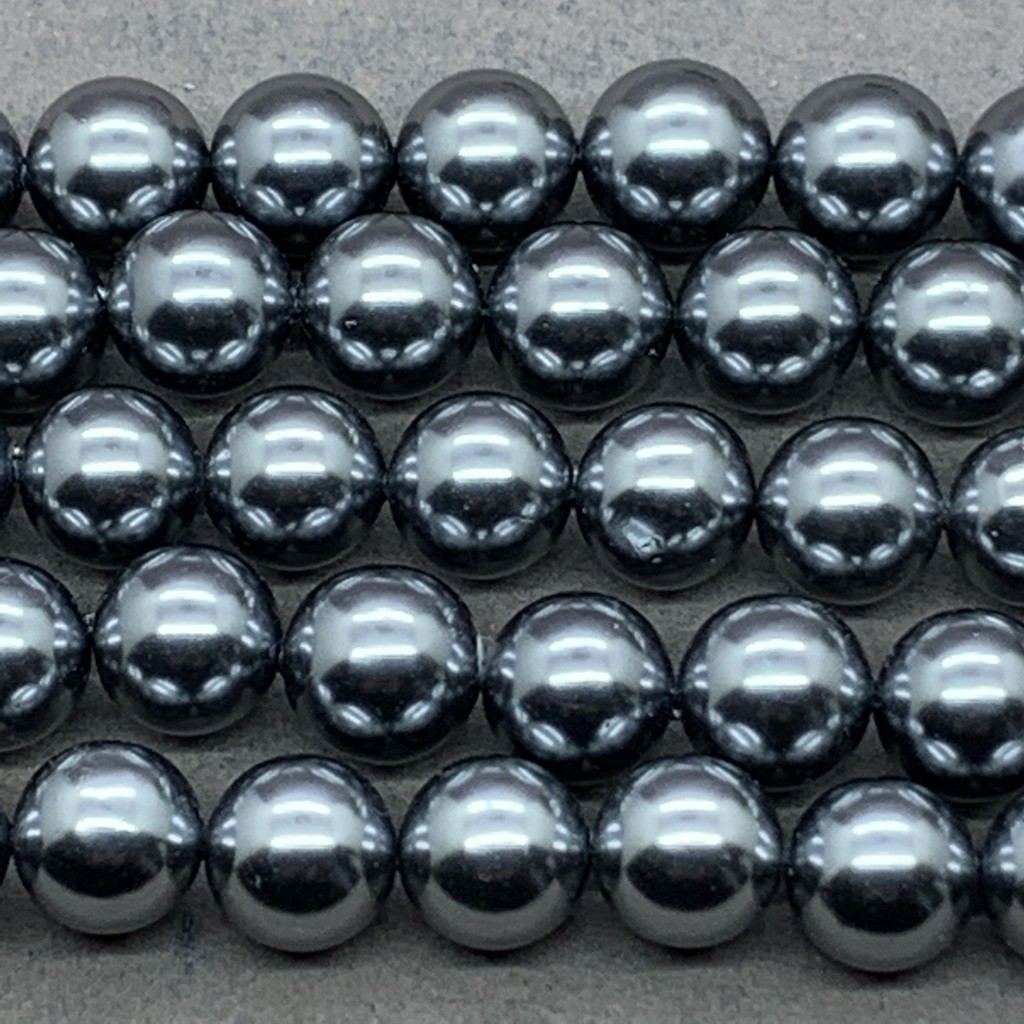 Chuỗi Hạt Ngọc Trai Vỏ Sò Tự Nhiên Màu Xám Đậm 6-12mm