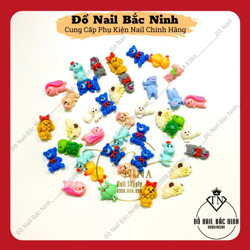 Set Charm Gấu Thạch, Charm Hoạt Hình Trang Trí Nail Mix Màu Dễ Thương