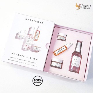 Tách set cấp nước và căng bóng da Herbivore Hydrate + Glow Natural Skincare Mini Collection