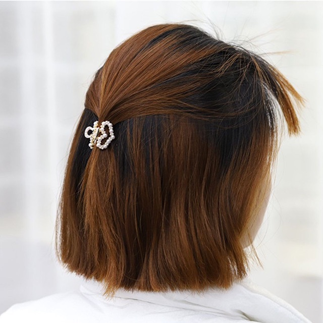 Kẹp mái mini siêu hot đính hạt trai nhân tạo