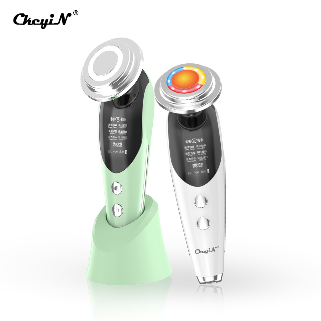 Máy mát xa da mặt CkeyiN MR528 7 trong 1 có đèn LED giúp hỗ trợ cải thiện quầng thâm và nếp nhăn / nâng da mặt