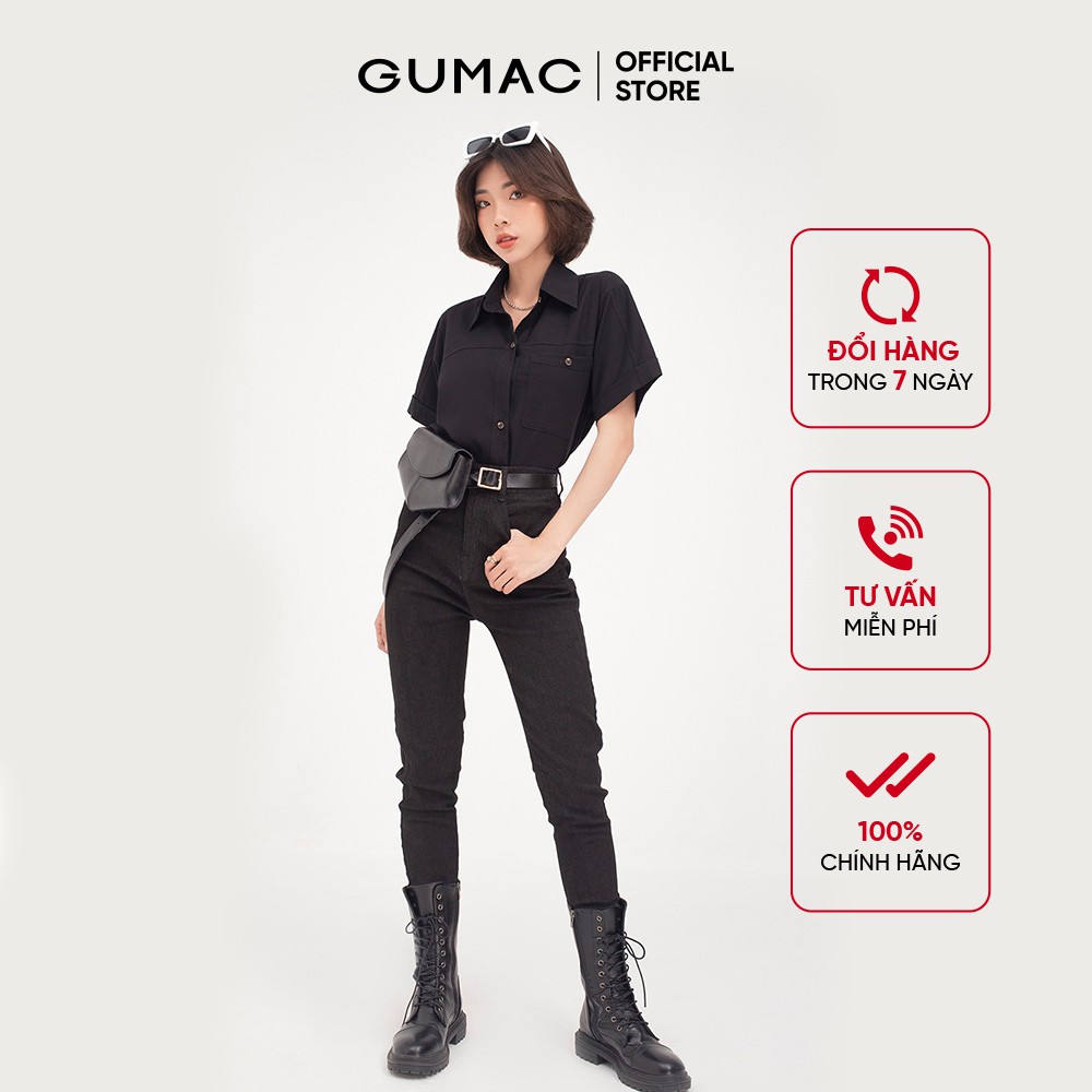 [Mã WABRGU giảm 50k đơn từ 0đ] Quần skinny nữ dài GUMAC phong cách hàn quốc cá tính, năng động màu đen QJB473