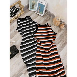 Đầm body midi đũa sọc