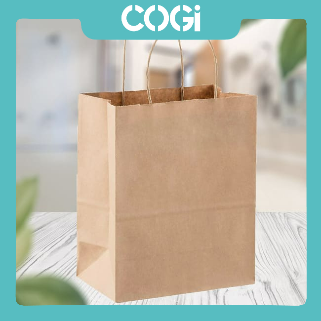 1 túi giấy kraft có quai nhiều size dùng 1 lần bảo vệ môi trường chính hãng cogi