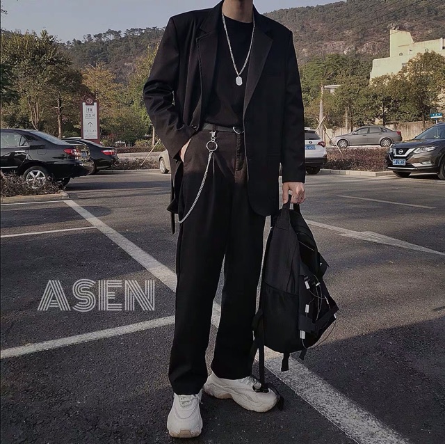[SẴN] Quần vải ống rộng ulzzang kèm chuỗi xích siêu chất streetstyle hip hop | BigBuy360 - bigbuy360.vn