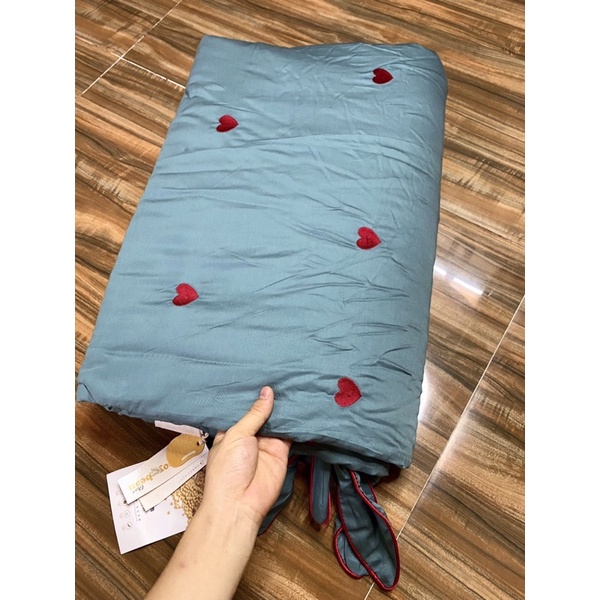 Chăn tencel thêu tim kèm nơ cao cấp, chăn đắp hè thêu tim tencel mềm mịn kích thước 2mx2m3 MỚI