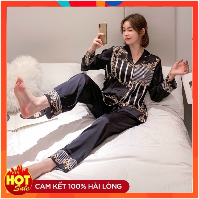 Đồ Ngủ Pijama Lụa Quảng Châu Dài Trang Nhã Loại I