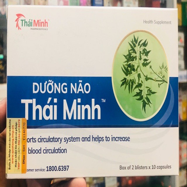 DƯỠNG NÃO THÁI MINH - Hỗ trợ hoạt huyết, giúp tăng cường lưu thông máu não (Hộp 20 viên)