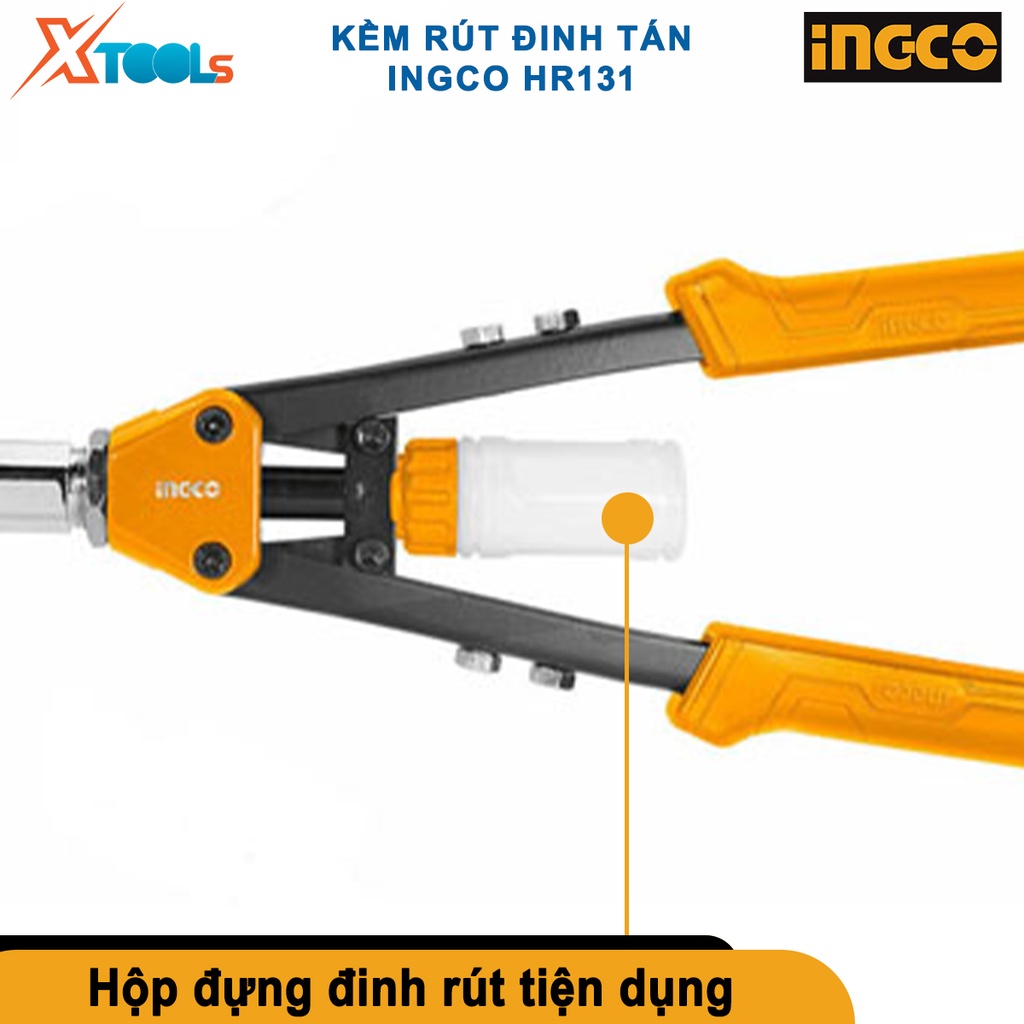 Kìm rút đinh rivet Ingco HR131, Kích thước 13 inch, thép không gỉ φ3.2mm,4.0mm,4.8mm,6.0mm [chính hãng][xtools]