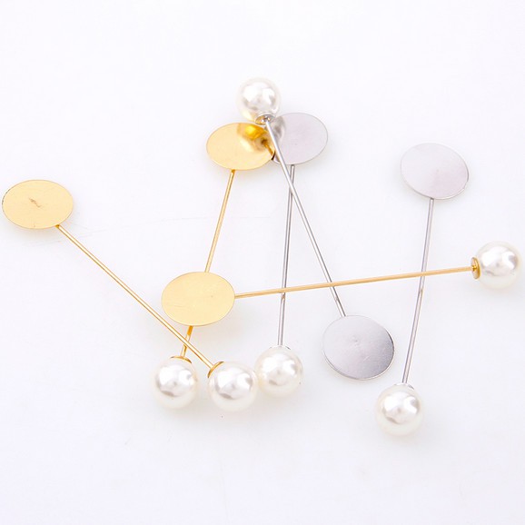 Set 10 ghim cài áo dáng dài đính ngọc trai giả 76mm