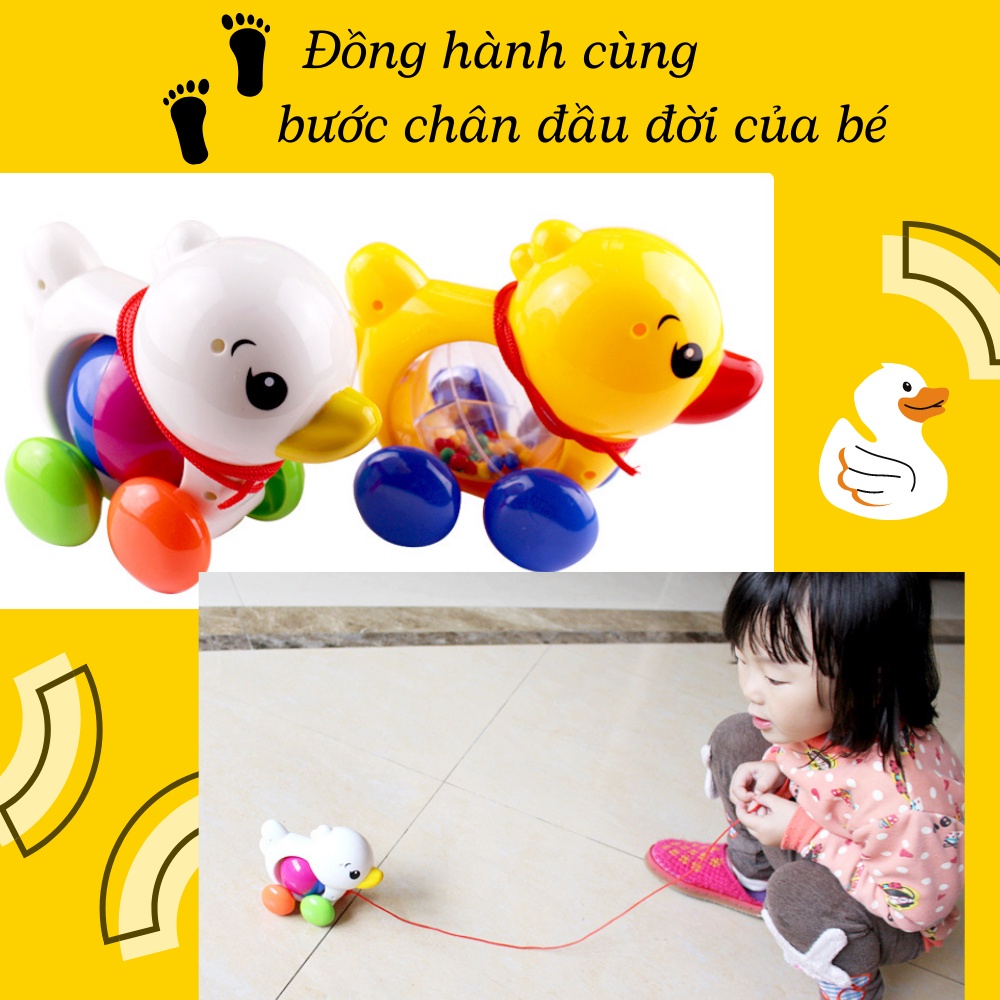 Xe kéo vịt con cho bé có hạt lắc cho bé kéo tập đi thích thú đồ chơi trẻ em thông minh cho bé trai bé gái 1 2 tuổi babye