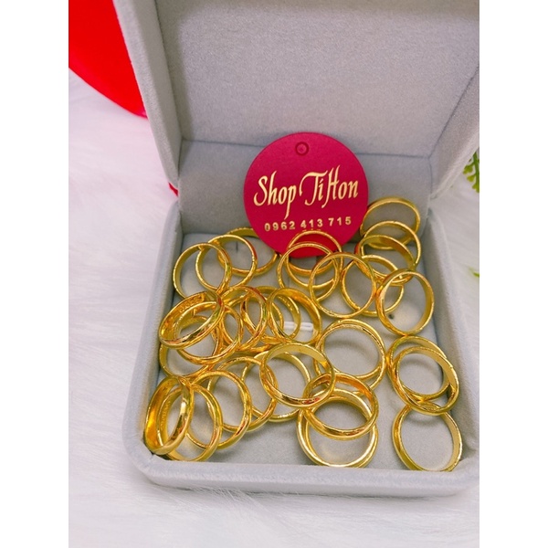 Nhẫn trơn 1 chỉ dát vàng 24 xi cao cấp mẫu mới siêu bền màu nhẫn có khắc 4 số 9