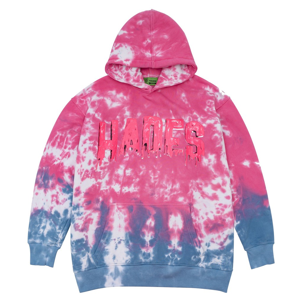  Áo hoodie mũ trùm HADES - CYAN PINK TIEDYE