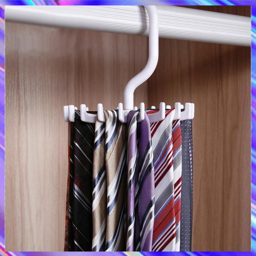 Rotating Tie Rack Adjustable Tie Hanger Holds 20 Neck Ties Organizer Men