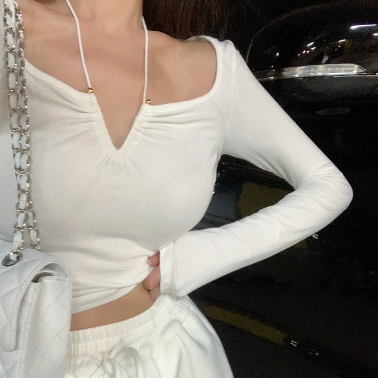 Áo COZOKC tay dài dáng ôm màu trơn chống nắng thời trang mùa hè quyến rũ cho nữ