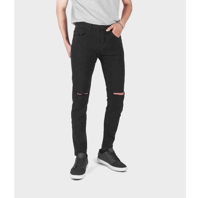 Quần Jean Nam Rách Gối Màu Đen Vải Co Giãn, Không Phai Màu Dáng Skinny Phong Cách Hàn Quốc -J02 | BigBuy360 - bigbuy360.vn