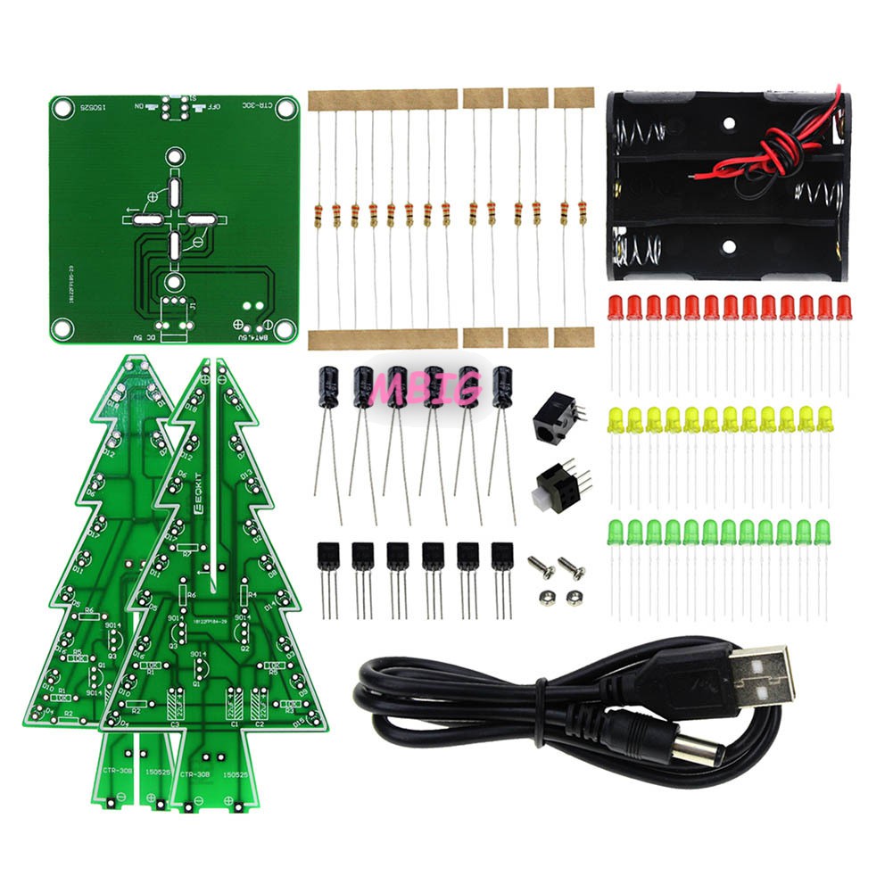 Bộ dụng cụ tự làm đèn flash LED thủ công hình cây thông noel