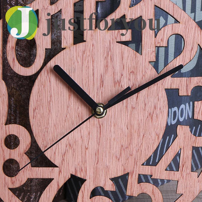 Justforyou2 Round Wall Clock Wood Clocks Home Decorative Watch for Living Room Bedroom