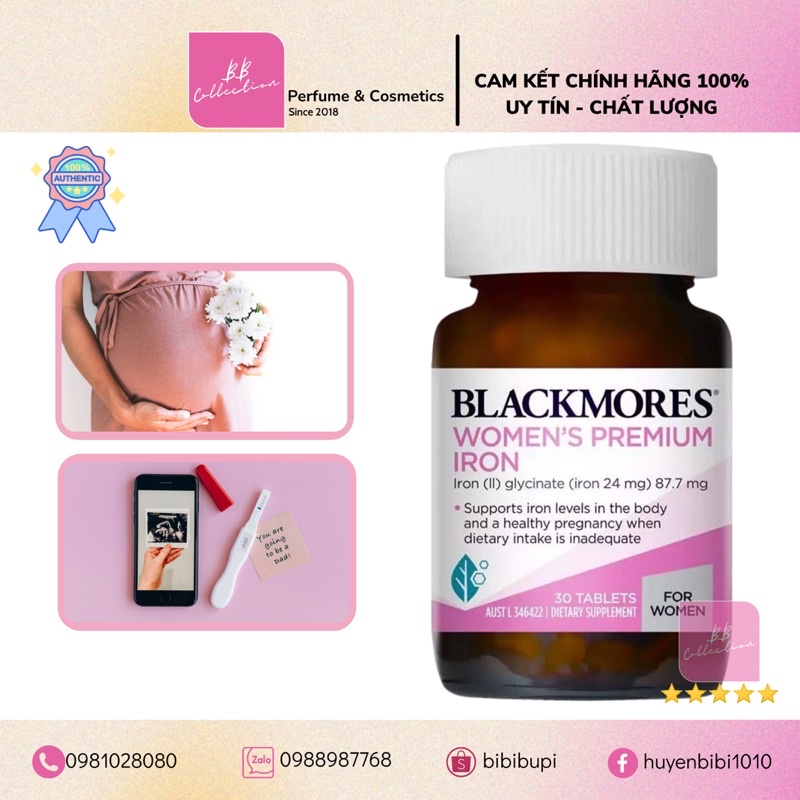 [TEM CHEMIST] Sắt bầu Blackmores Pregnancy Iron - Sắt bổ xung cho bà bầu Blackmores 30v Úc