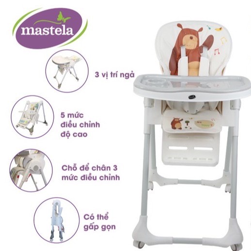 Ghế Ăn Dặm MASTELA 1015 Cao Đa Năng Cho Bé 3m+ HÀNG CHÍNH HÃNG