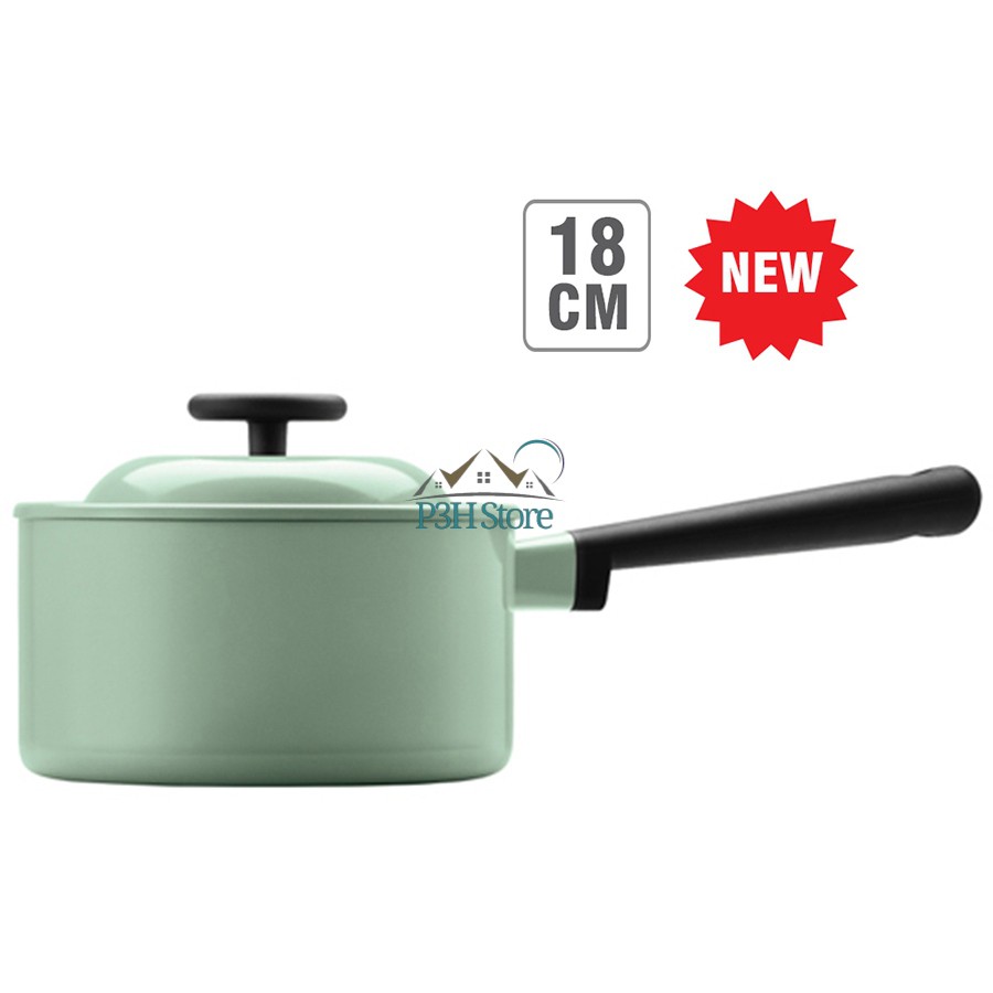 Nồi Decore Lock&amp;Lock 18cm một tay cầm có nắp LDE1181IH sử dụng được bếp từ màu xanh