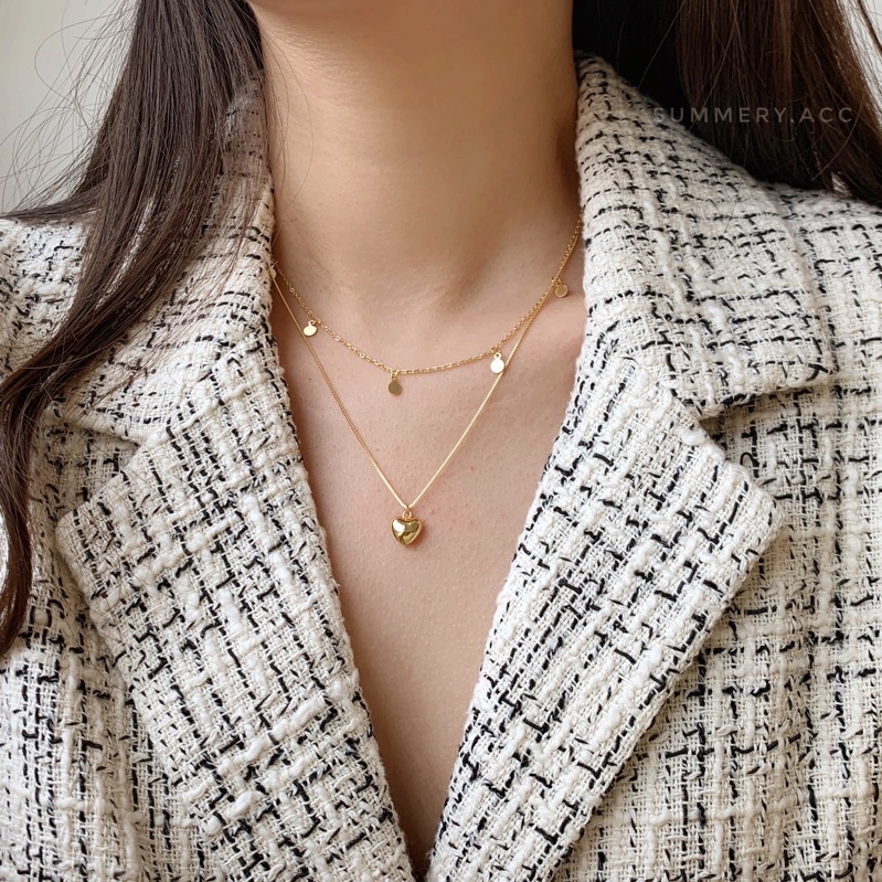 Vòng cổ bạc 925 SUMMERY chocker chuỗi tròn dây chuyền S925 mạ vàng