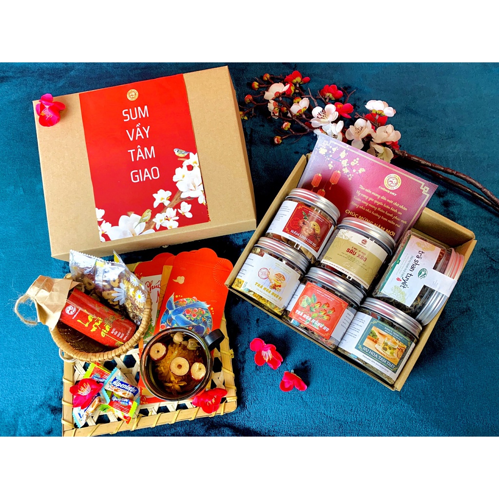 Bộ Quà Tết sức khỏe Thông Cát - Set quà Tết tự chọn gồm trà hoa, ô mai, sang trọng, ý nghĩa cho ngày Tết 2022 | BigBuy360 - bigbuy360.vn