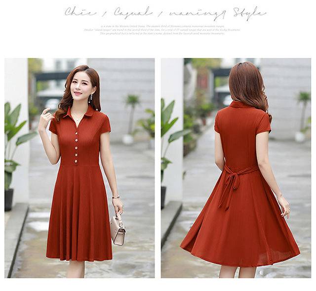 Đầm tay lửng thời trang mùa hè phương tây dành cho phụ nữ trung niên 40-50