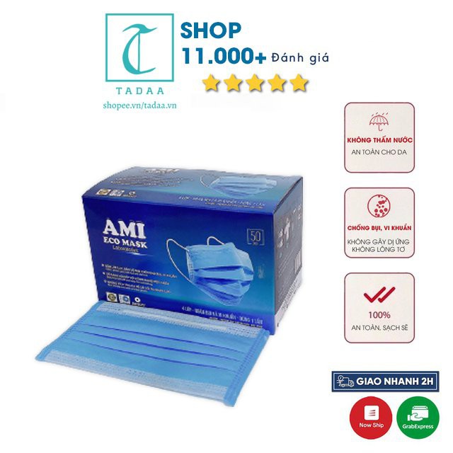 Khẩu trang y tế màu trắng 4 lớp AMI Eco Mask có vải kháng khuản hộp 50 cái | BigBuy360 - bigbuy360.vn